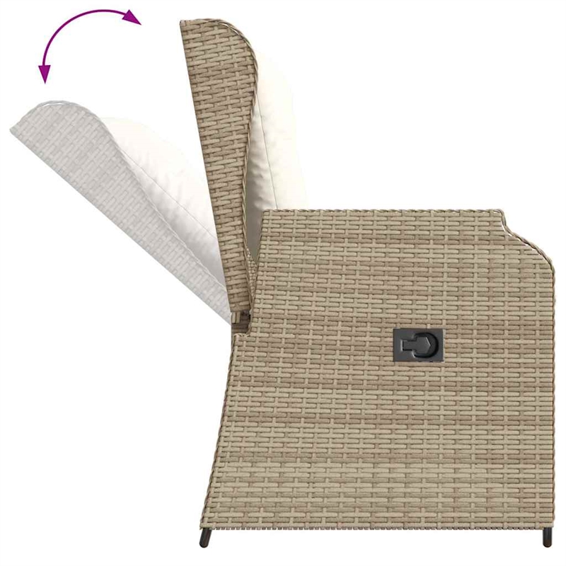 vidaXL Reclining Patio Bench in Beige