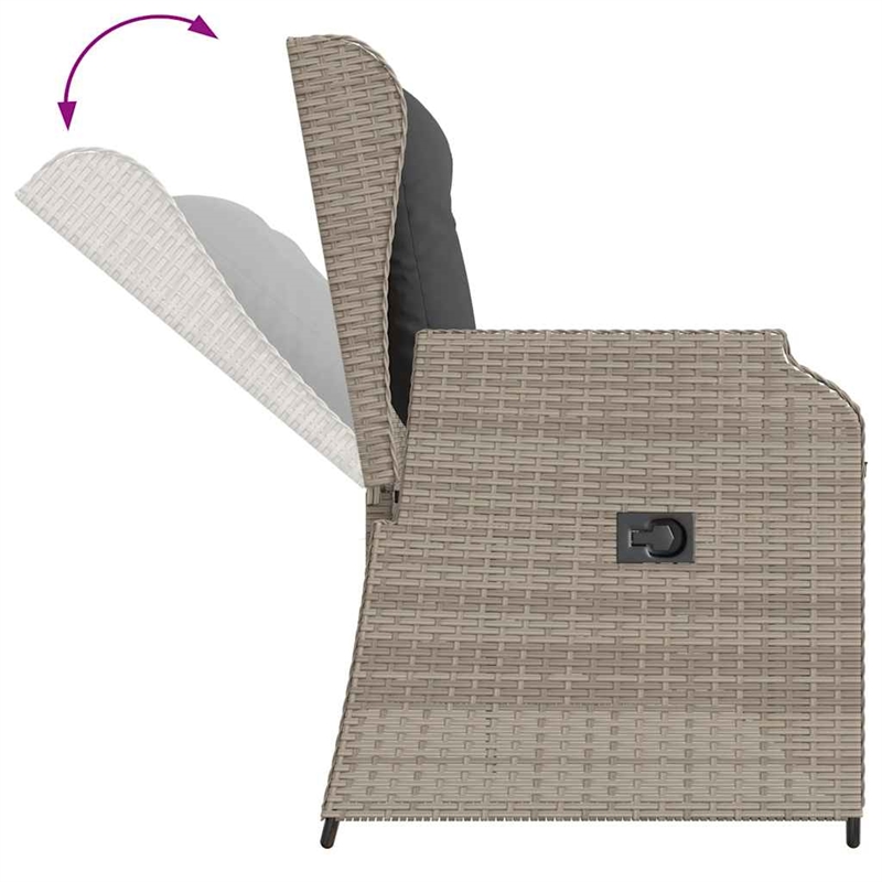 vidaXL Reclining Patio Bench in Light Grey