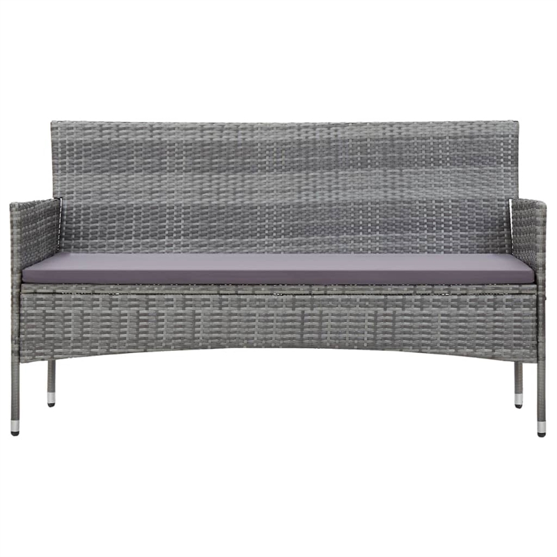 vidaXL 3-Seater PE Rattan And Steel And Polyester Fabric Sofa in Grey