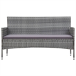 vidaXL 3-Seater PE Rattan And Steel And Polyester Fabric Sofa in Grey