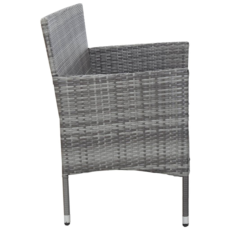 vidaXL 3-Seater PE Rattan And Steel And Polyester Fabric Sofa in Grey