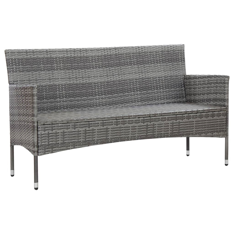 vidaXL 3-Seater PE Rattan And Steel And Polyester Fabric Sofa in Grey