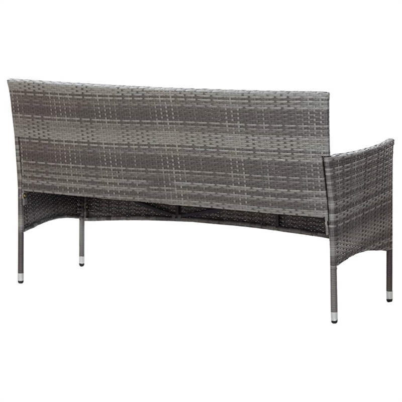 vidaXL 3-Seater PE Rattan And Steel And Polyester Fabric Sofa in Grey