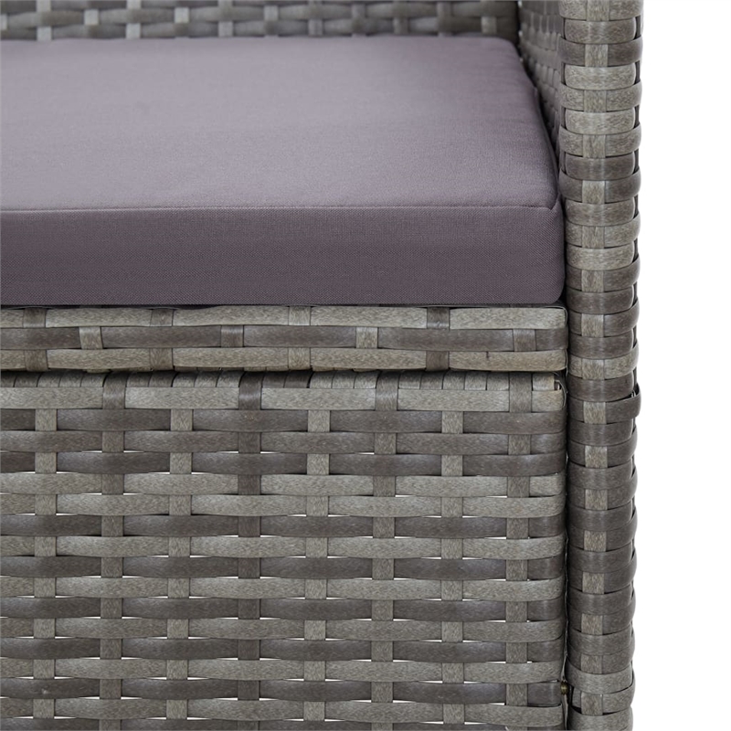 vidaXL 3-Seater PE Rattan And Steel And Polyester Fabric Sofa in Grey