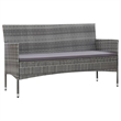 vidaXL 3-Seater PE Rattan And Steel And Polyester Fabric Sofa in Grey