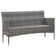 vidaXL 3-Seater PE Rattan And Steel And Polyester Fabric Sofa in Grey