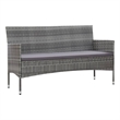 vidaXL 3-Seater PE Rattan And Steel And Polyester Fabric Sofa in Grey