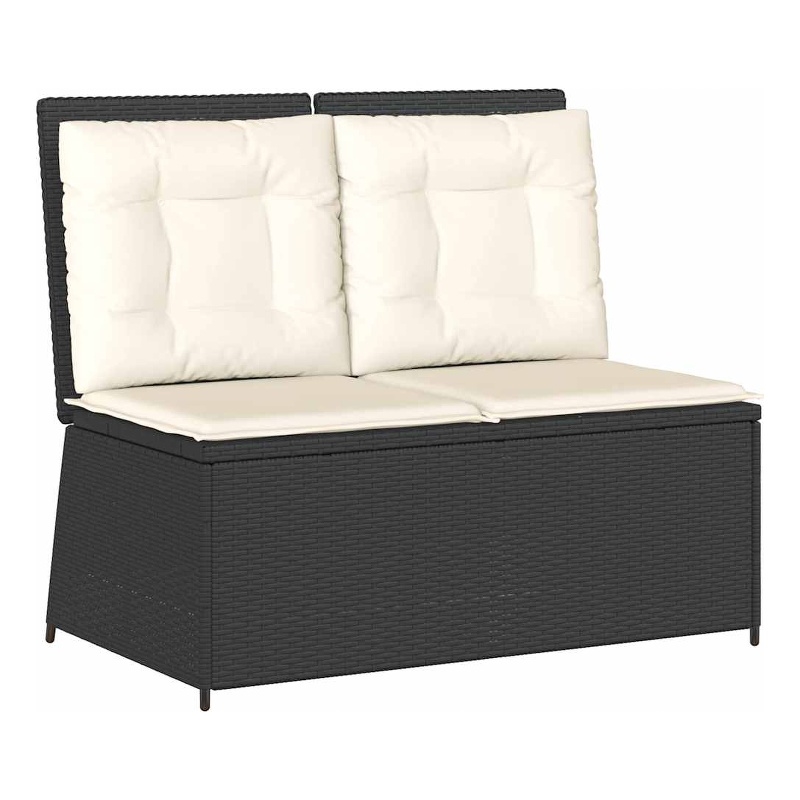 vidaXL Reclining Patio Bench in Black & Cream/White