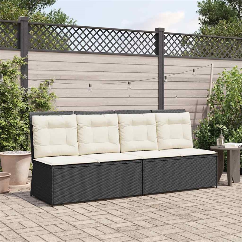 vidaXL Reclining Patio Bench in Black & Cream/White