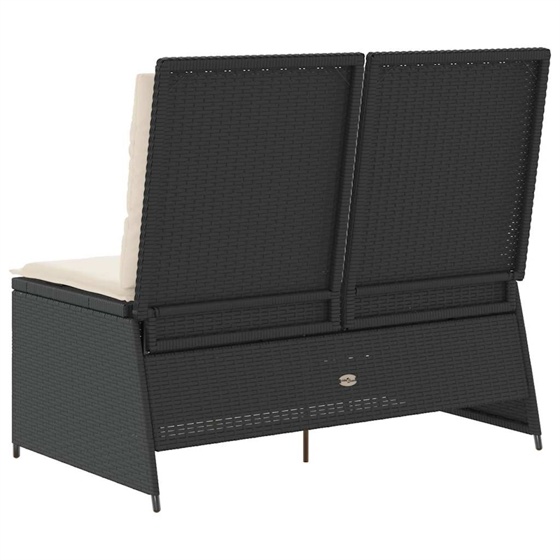 vidaXL Reclining Patio Bench in Black & Cream/White