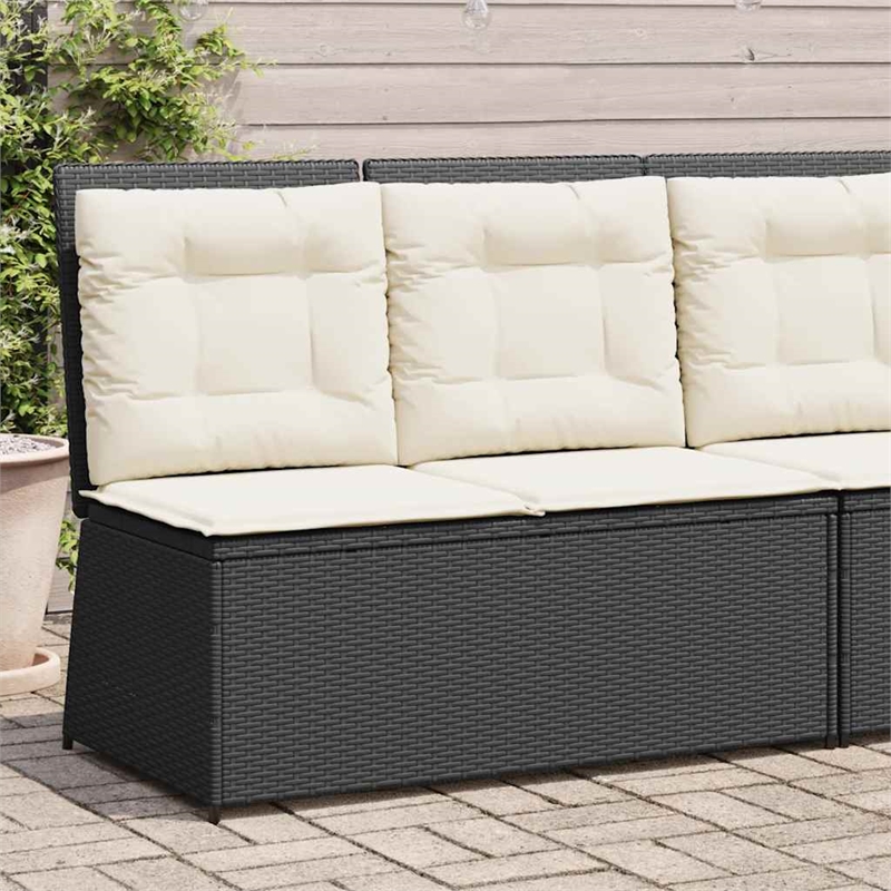 vidaXL Reclining Patio Bench in Black & Cream/White