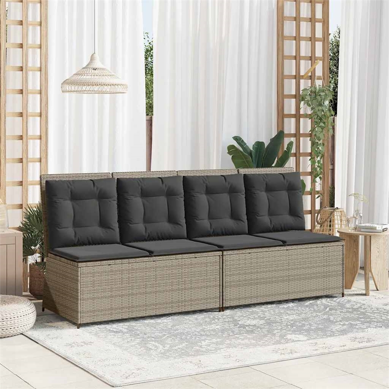 vidaXL Reclining Patio Bench in Light Grey And Dark Grey