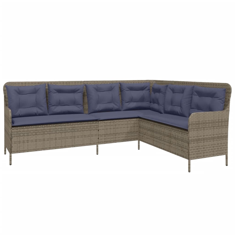vidaXL 5-Seater L-Shaped Poly Rattan And Powder-Coated Steel Patio Sofa in Grey