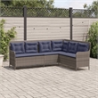 vidaXL 5-Seater L-Shaped Poly Rattan And Powder-Coated Steel Patio Sofa in Grey