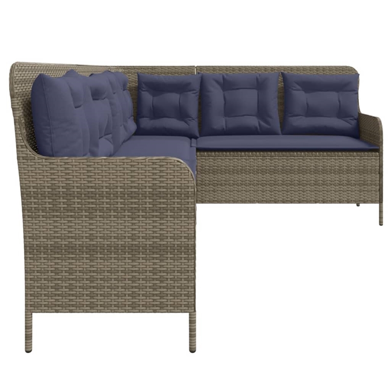 vidaXL 5-Seater L-Shaped Poly Rattan And Powder-Coated Steel Patio Sofa in Grey