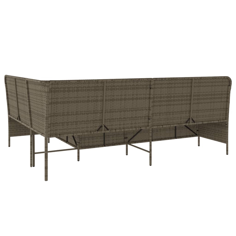 vidaXL 5-Seater L-Shaped Poly Rattan And Powder-Coated Steel Patio Sofa in Grey
