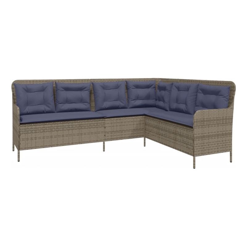 vidaXL 5-Seater L-Shaped Poly Rattan And Powder-Coated Steel Patio Sofa in Grey