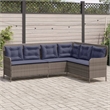 vidaXL 5-Seater L-Shaped Poly Rattan And Powder-Coated Steel Patio Sofa in Grey