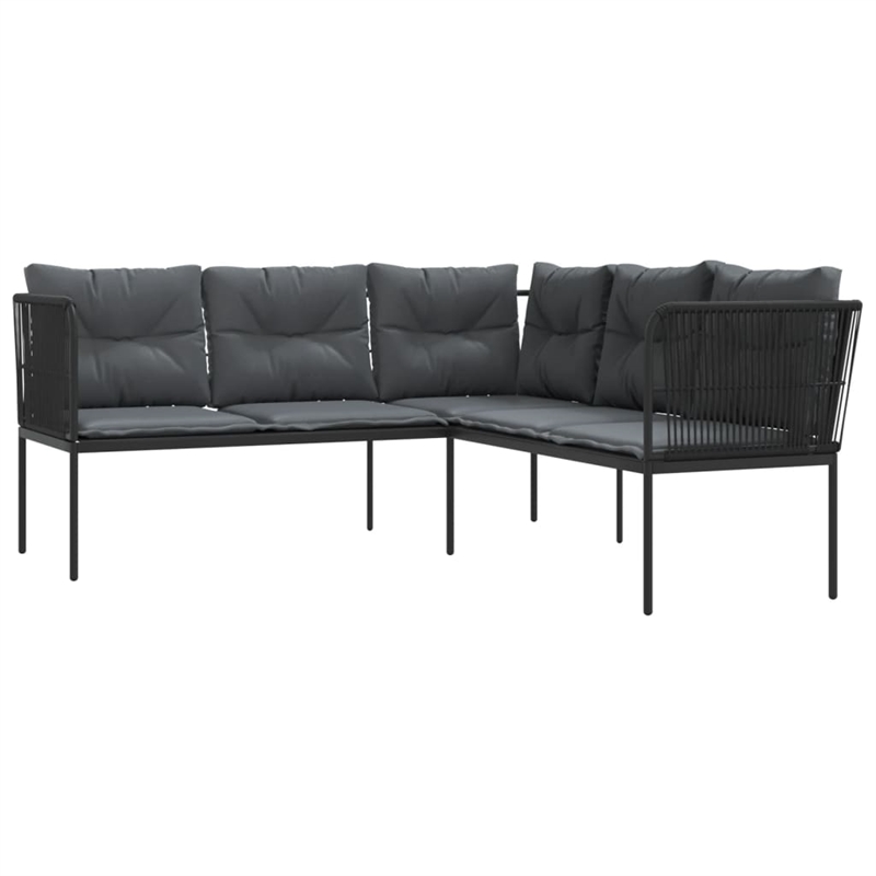 vidaXL Large Powder-Coated Steel Garden Sofa in Black