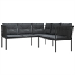 vidaXL Large Powder-Coated Steel Garden Sofa in Black