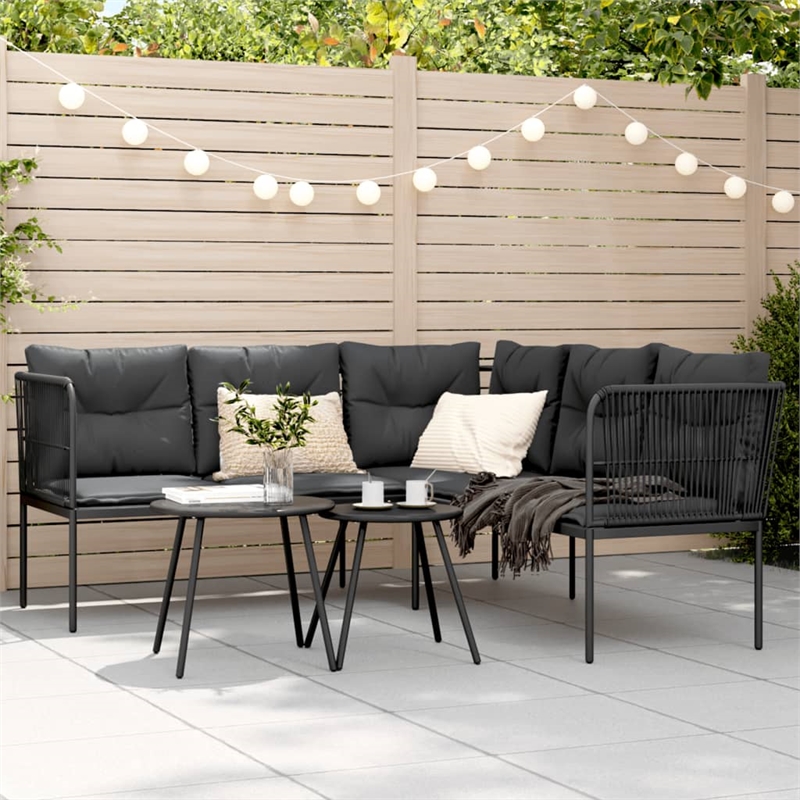 vidaXL Large Powder-Coated Steel Garden Sofa in Black