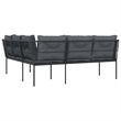 vidaXL Large Powder-Coated Steel Garden Sofa in Black