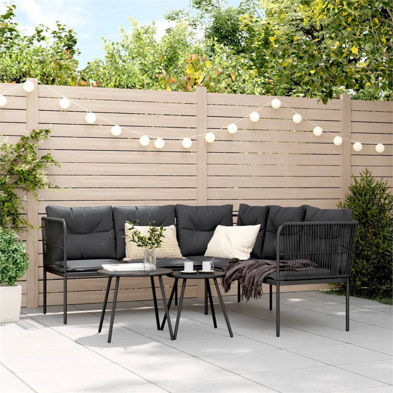 vidaXL Large Powder-Coated Steel Garden Sofa in Black