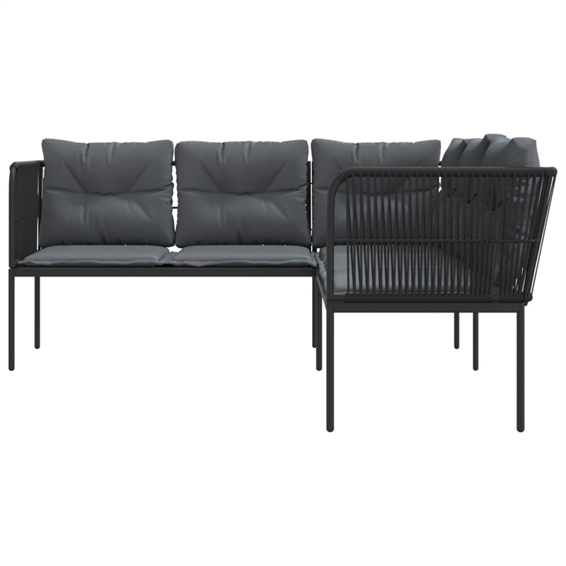vidaXL Large Powder-Coated Steel Garden Sofa in Black