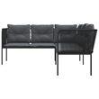 vidaXL Large Powder-Coated Steel Garden Sofa in Black