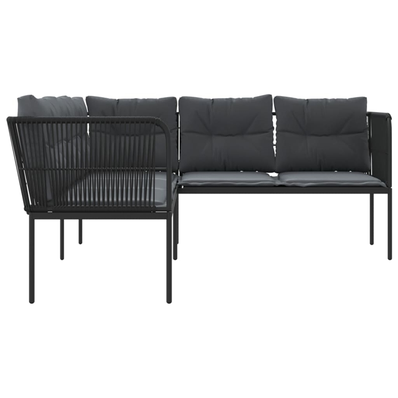 vidaXL Large Powder-Coated Steel Garden Sofa in Black