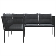 vidaXL Large Powder-Coated Steel Garden Sofa in Black