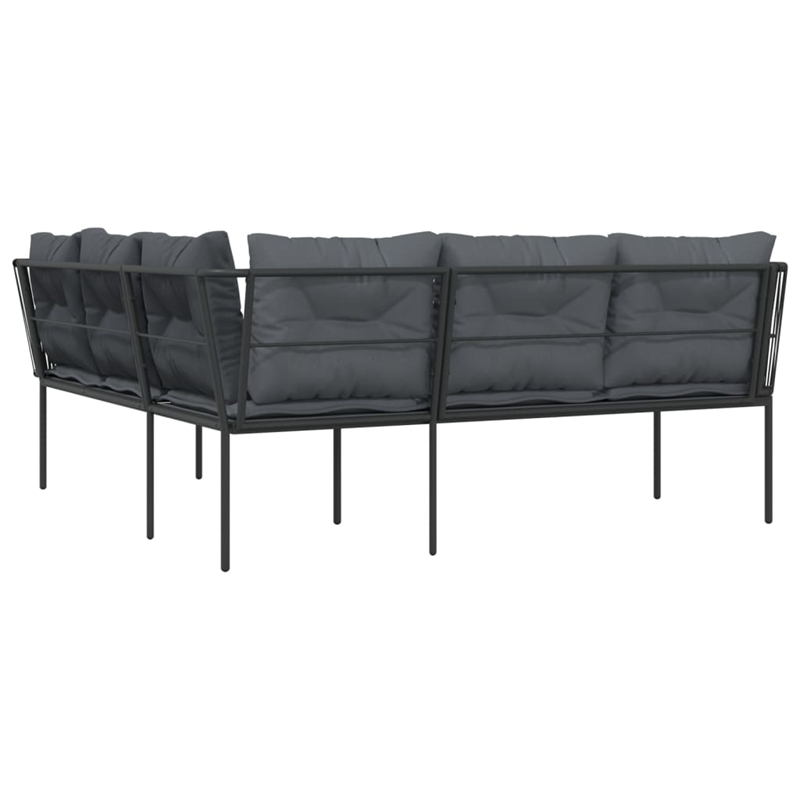 vidaXL Large Powder-Coated Steel Garden Sofa in Black
