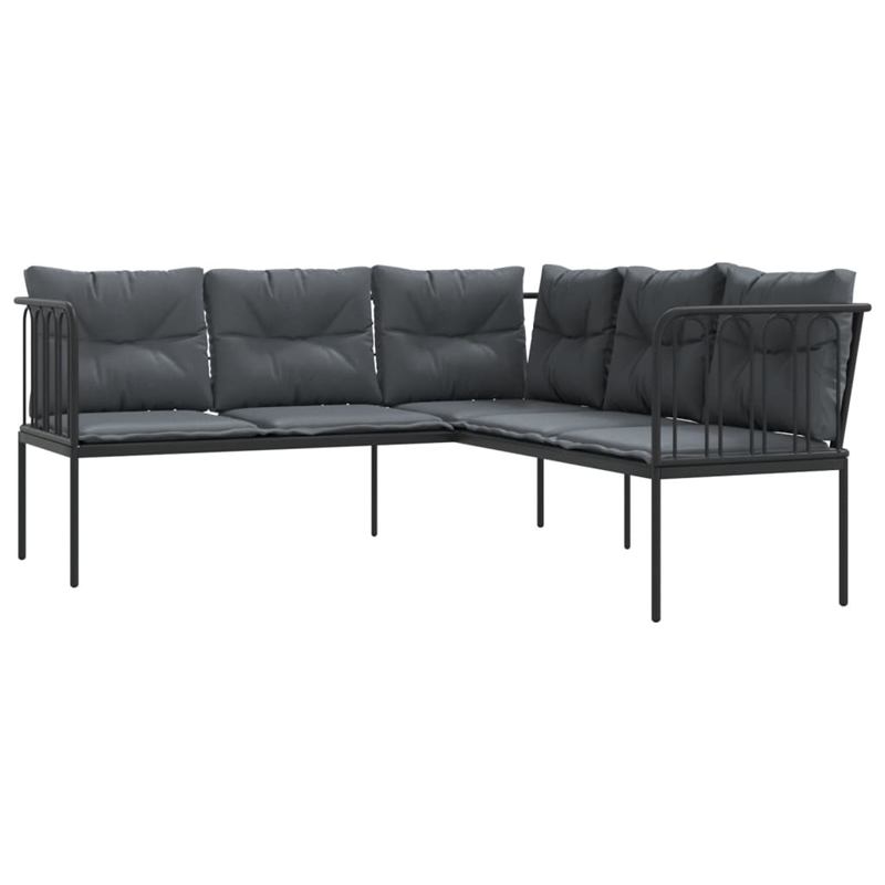 vidaXL Powder-Coated Steel Garden Sofa in Black