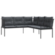 vidaXL Powder-Coated Steel Garden Sofa in Black