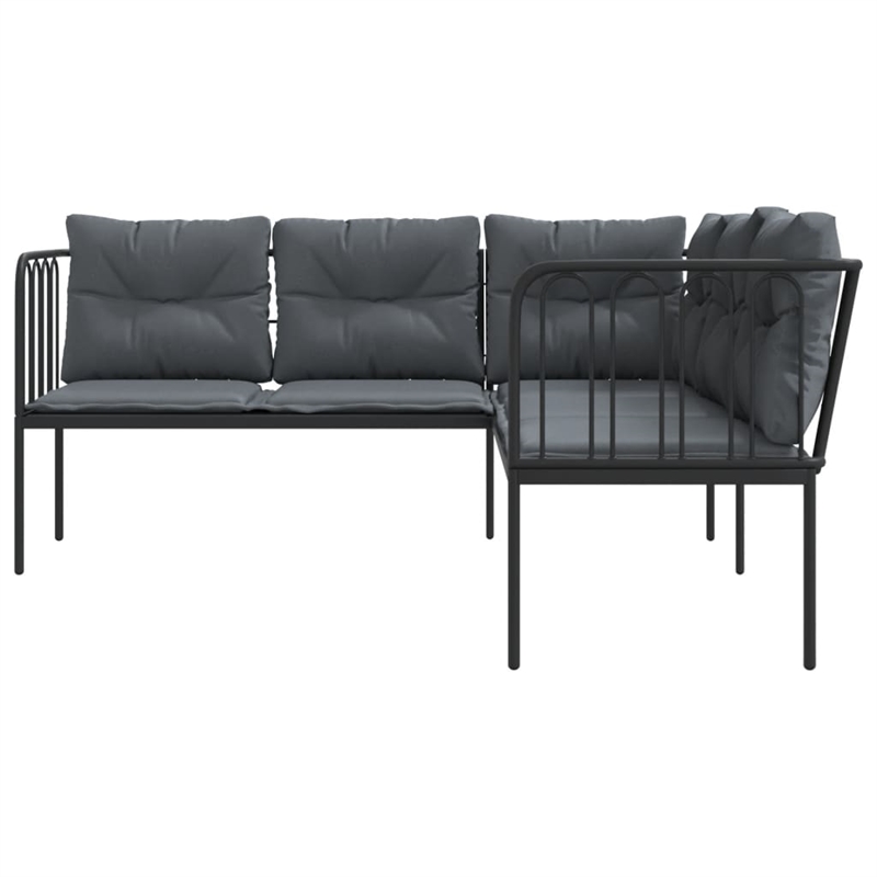 vidaXL Powder-Coated Steel Garden Sofa in Black