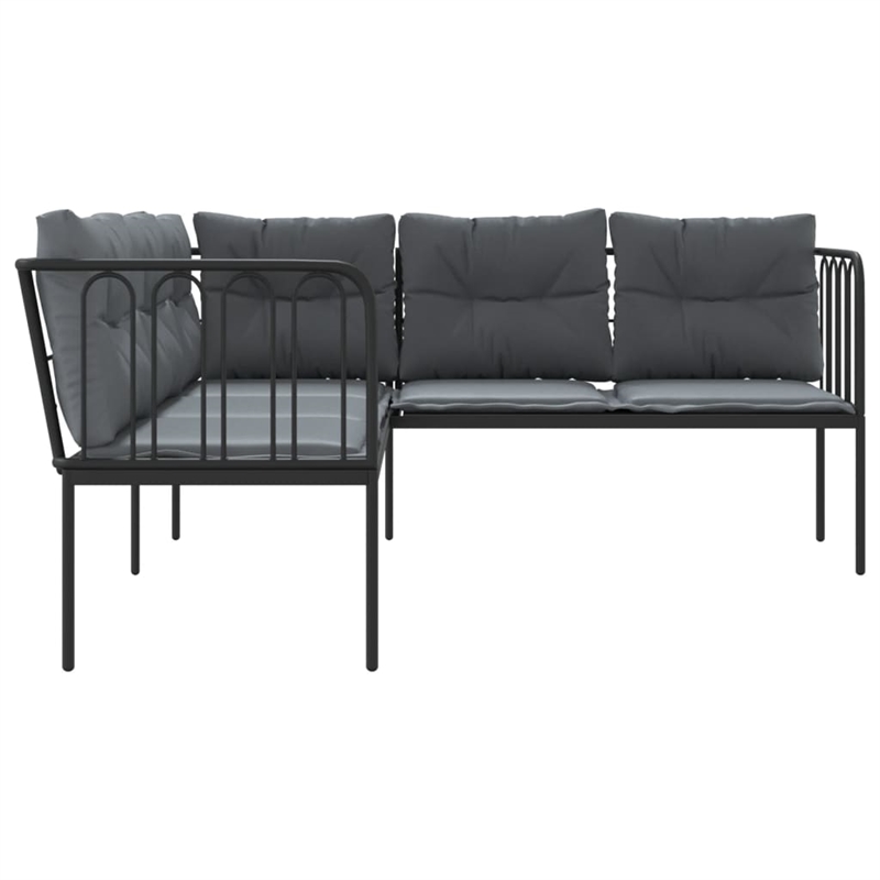 vidaXL Powder-Coated Steel Garden Sofa in Black