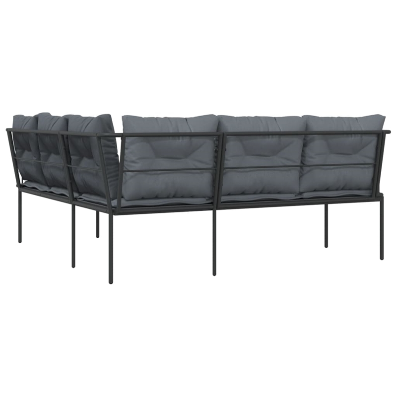 vidaXL Powder-Coated Steel Garden Sofa in Black
