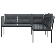 vidaXL Powder-Coated Steel Garden Sofa in Black