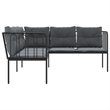 vidaXL Powder-Coated Steel Garden Sofa in Black