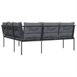 vidaXL Powder-Coated Steel Garden Sofa in Black