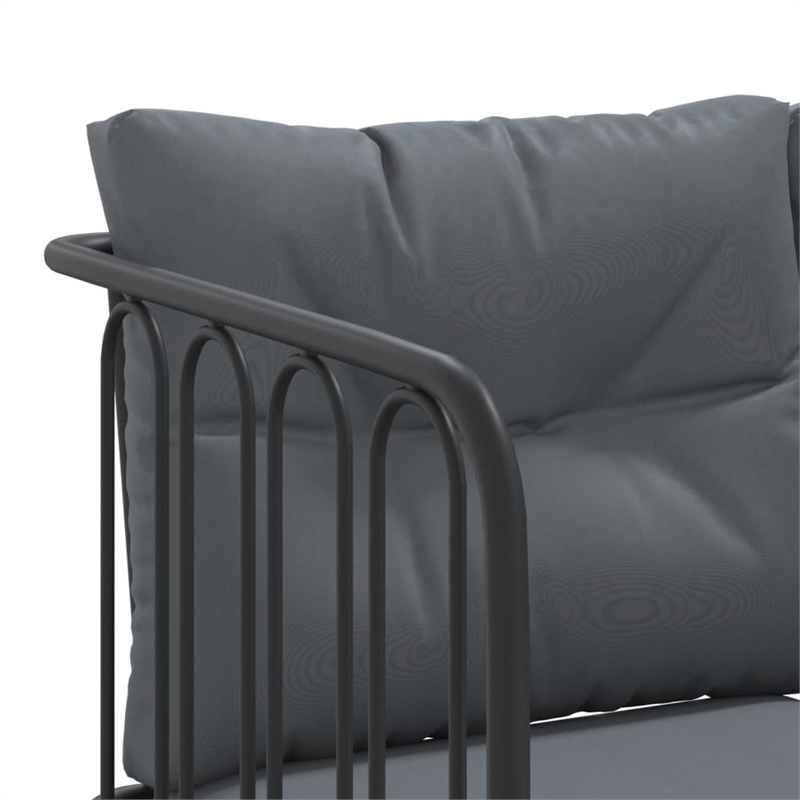 vidaXL Powder-Coated Steel Garden Sofa in Black