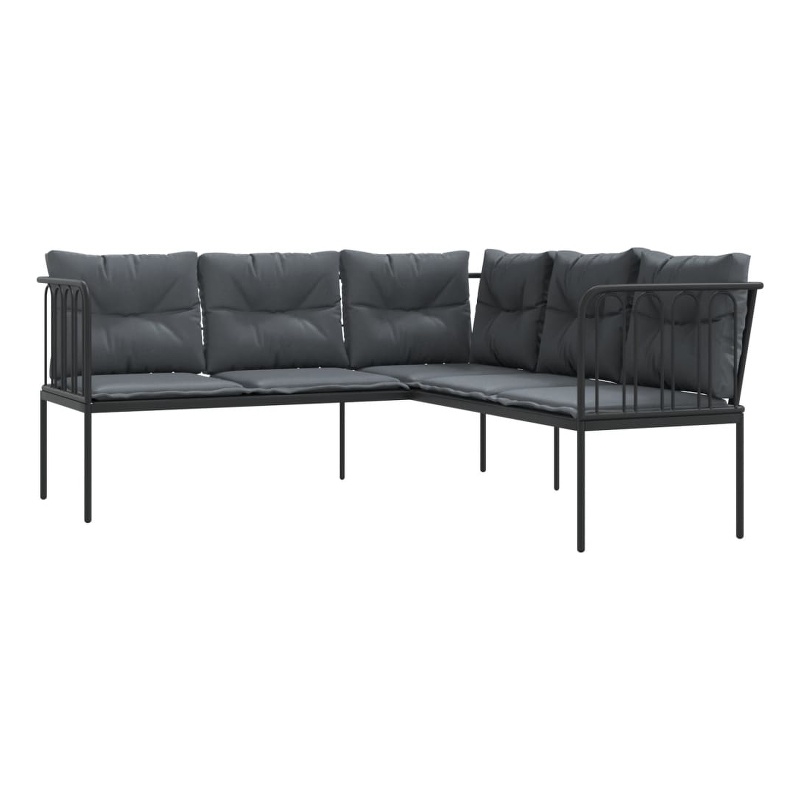 vidaXL Powder-Coated Steel Garden Sofa in Black