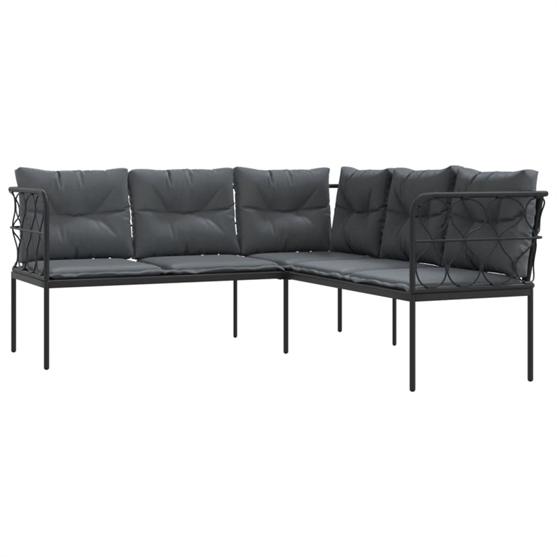 vidaXL Powder-Coated Steel & Textilene Fabric & PE Rattan Garden Sofa in Black