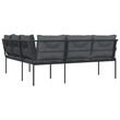vidaXL Powder-Coated Steel & Textilene Fabric & PE Rattan Garden Sofa in Black