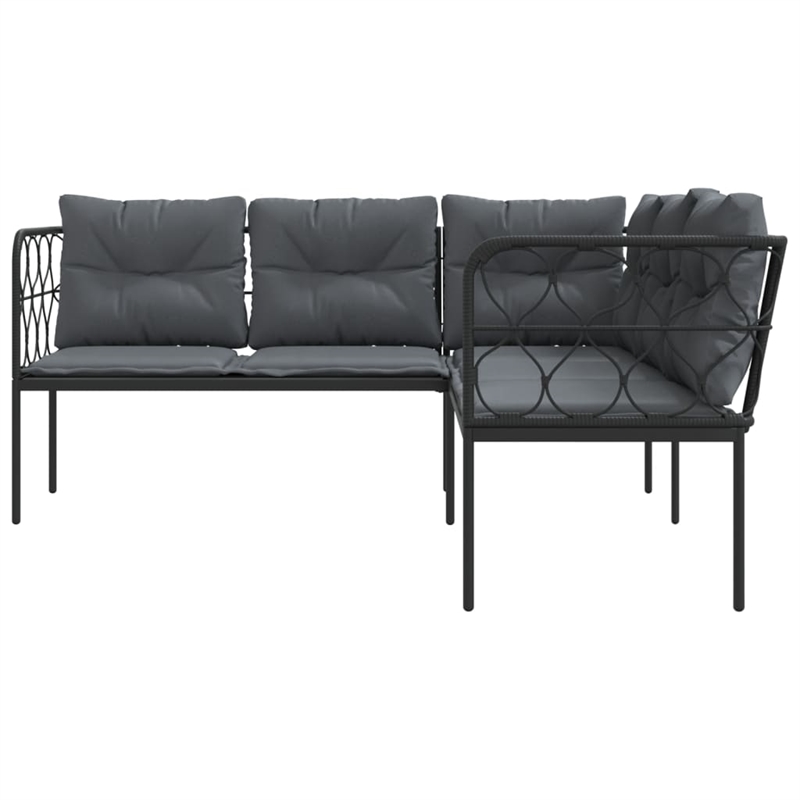 vidaXL Powder-Coated Steel & Textilene Fabric & PE Rattan Garden Sofa in Black
