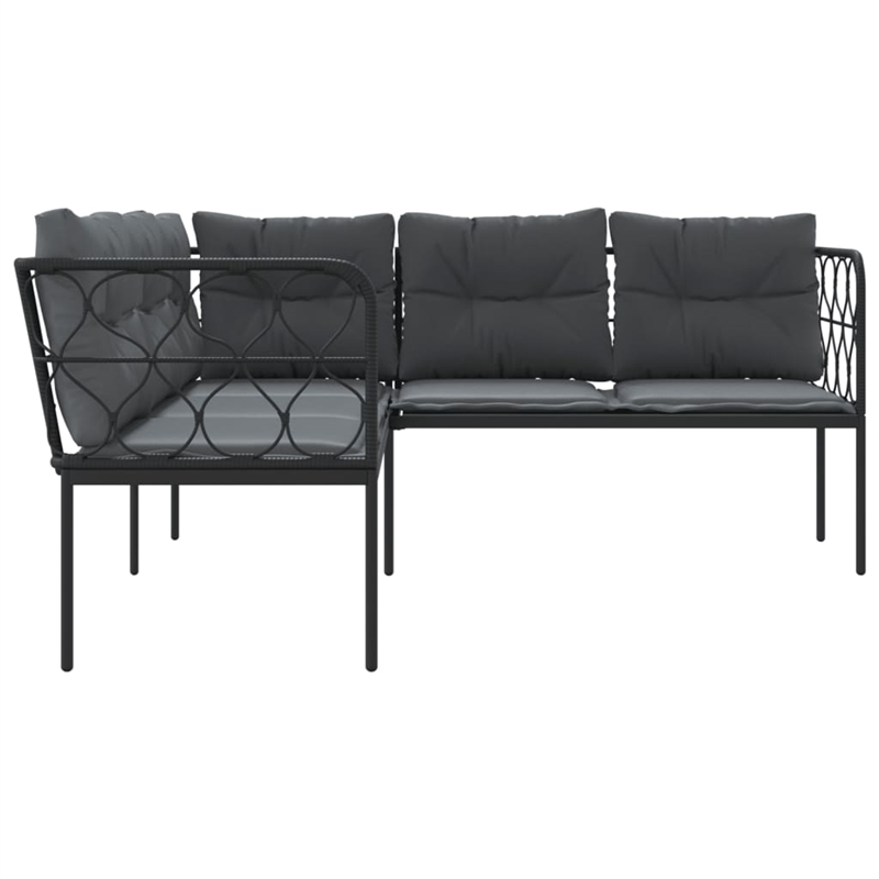 vidaXL Powder-Coated Steel & Textilene Fabric & PE Rattan Garden Sofa in Black