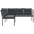 vidaXL Powder-Coated Steel & Textilene Fabric & PE Rattan Garden Sofa in Black