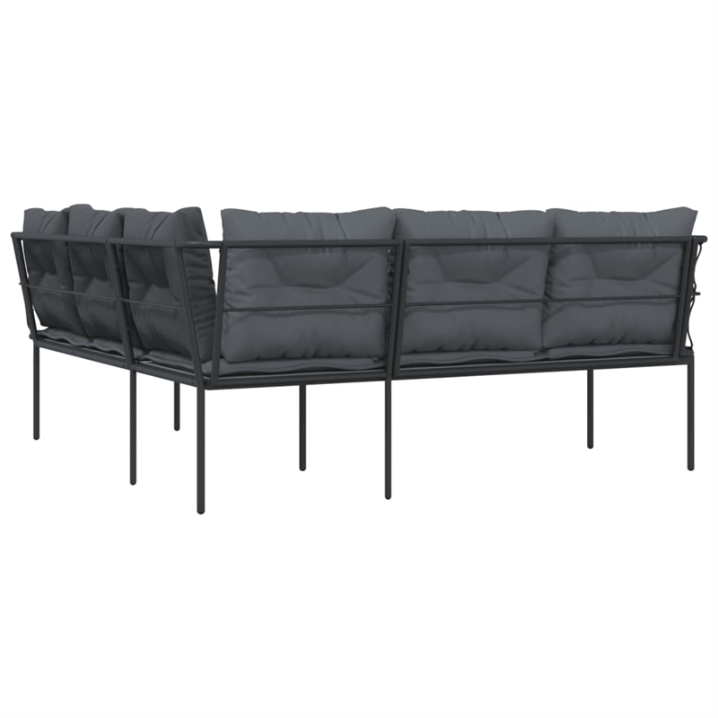 vidaXL Powder-Coated Steel & Textilene Fabric & PE Rattan Garden Sofa in Black
