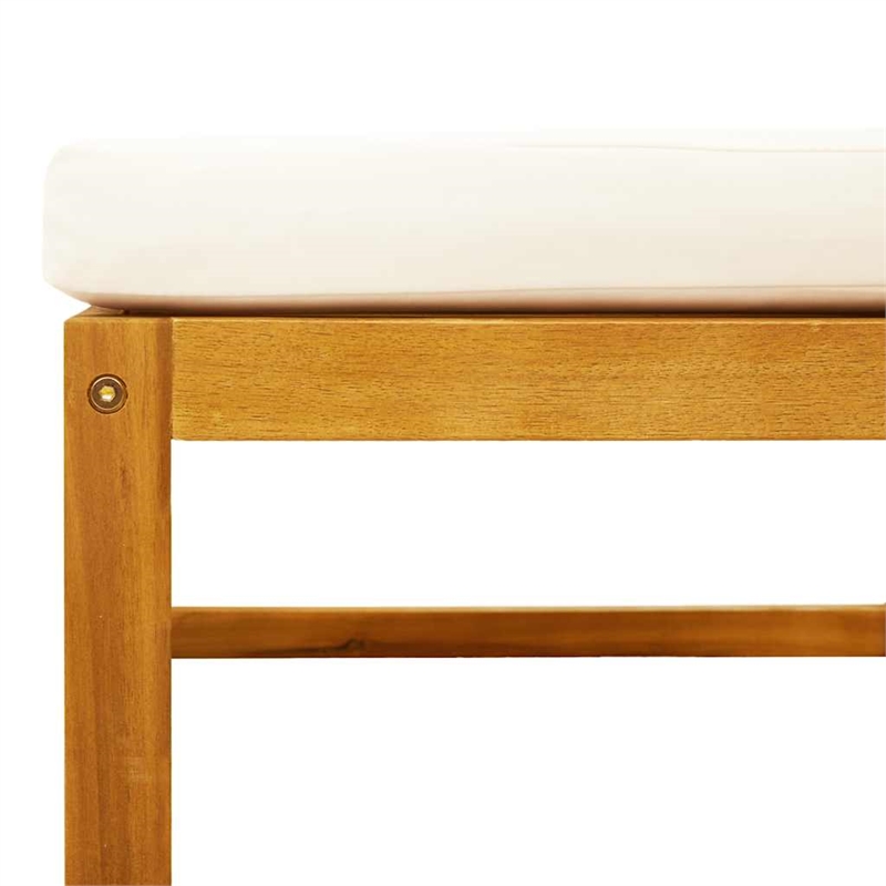 vidaXL Solid Acacia Wood Garden Footstool With Oil Finish in Cream/White