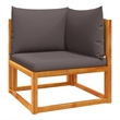 vidaXL Acacia Wood And Rope Garden Corner Sofa With Cushions in Gray